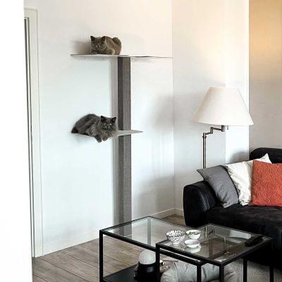 Thumbnail 2: stylecats® Kratzbaum Mounty Large mit Doppel- & Zwischenboden weiß Doppel / links unten Sisal hellgrau Cozy hellgrau, 170 cm