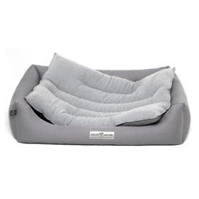 HOUND&NATURE SET: Hundebett LUZERN XL hellgrau + wasserfestem Baumwoll -Matratzenüberzug