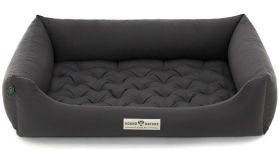HOUND&NATURE SET: Hundebett ZERMATT L dunkelgrau + wasserfestem Baumwoll-Matratzenüberzug