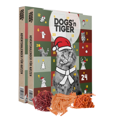 Dogs'n Tiger Adventskalender 2024, Weihnachtsgeschenk, Katzen Snacks, Gefriergetrocknete Snacks, Enten, Huhn & Lachs, Weihnachtskalender