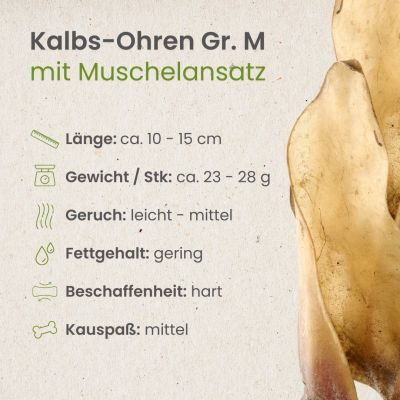 Thumbnail 5: kauartikel.com Kalbs-Ohren Gr. M mit Muschelansatz - Hunde-Kauartikel - Hunde-Snack - Kausnack - Kälber-Leckerli  (Rind)