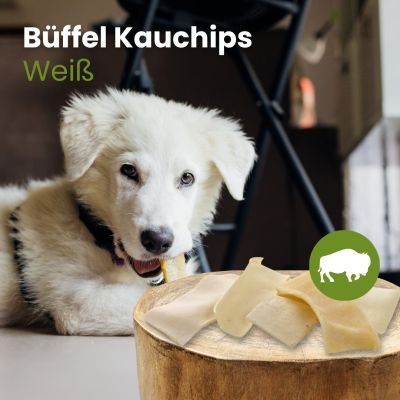 Thumbnail 2: kauartikel.com Büffel-Kauchips, weiß -  Hunde-Kauartikel - Hunde-Snack - Büffel-Kausnack - Leckerli vom Rind