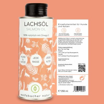 Thumbnail 12: Wolfsbacher Natur Natürliches Lachsöl für Hunde & Katzen 250ml