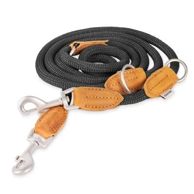 Rudelkönig Hundeleine Emma 2,25m mit Leder, Elegante Führleine für große Hunde
