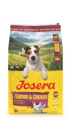 Josera Mini Adult Salmon & Chicken, Trockenfutter mit Soße für kleine, ausgewachsene Hunde, 10kg
