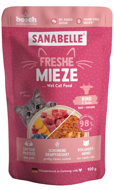 Sanabelle Freshe Mieze Rind & Huhn 12er Pack