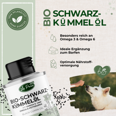 Thumbnail 3: LaPura PetVet - LaPura Bio-Schwarzkümmelöl für Hunde und Pferde - Nahrungsergänzung - Futterergänzung - BARF-Zusatz