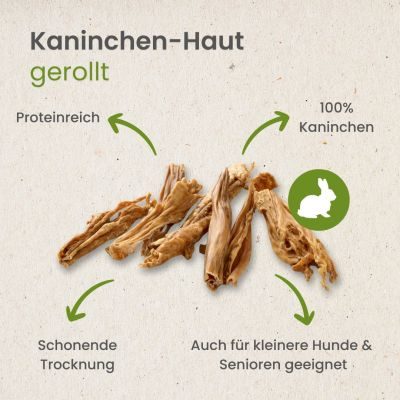 Thumbnail 4: kauartikel.com Kaninchen-Haut, gerollt - Hunde-Kauartikel - Hunde-Snack - Hypoallergen-Kausnack - Hasen-Leckerli