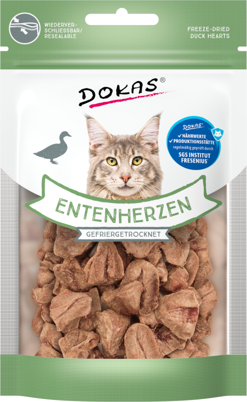 Dokas Entenherzen für Katzen gefriergetrocknet 6x 15g Multipack