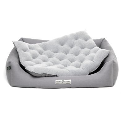 HOUND&NATURE Hundebett ZÜRICH XL hellgrau + wasserfestem Fleece-Matratzenüberzug