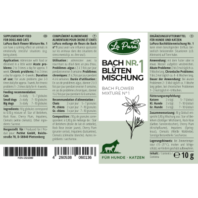 Thumbnail 7: LaPura PetVet - LaPura Bachblüten Nr. 1 - 10 g (ca. 1200 Globuli) - Nahrungsergänzung - Futterergänzung - BARF-Zusatz