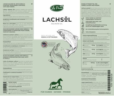 Thumbnail 4: LaPura PetVet - LaPura Lachsöl für Hunde, Katzen und Pferde - Nahrungsergänzung - Futterergänzung - BARF-Zusatz