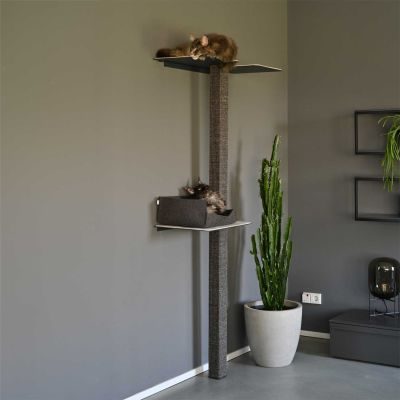 Thumbnail 3: stylecats® Kratzbaum Mounty X-Large mit Doppel- & Zwischenboden anthrazit Doppel / links unten Sisal anthrazit Cozy hellgrau, 202 cm