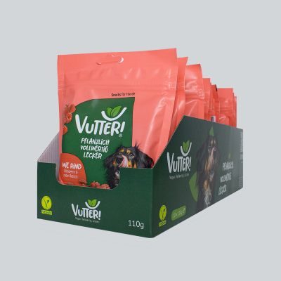 Vutter! Vutter! Hundesnack vegan Wie Rind | 10x110g |  für Hunde | Trainingssnack | veganes Hundefutter