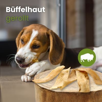 Thumbnail 2: kauartikel.com Büffel-Haut, gerollt -  Hunde-Kauartikel - Hunde-Snack - Büffel-Kausnack - Leckerli vom Rind