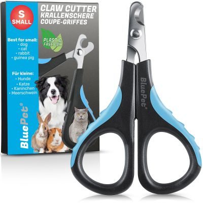 BluePet Krallenschere Mini für Katzen, Welpen, kleine Hunde, Kaninchen & Kleintiere - kleiner Krallenschneider, Nagelschere, Krallenpflege