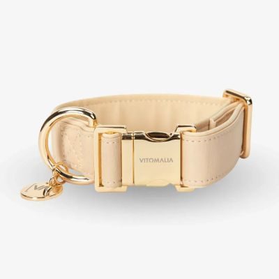 Vitomalia VitomaliaPiñatex Luxus-Hundehalsband aus nachhaltiges Ananas-Leder in Beige