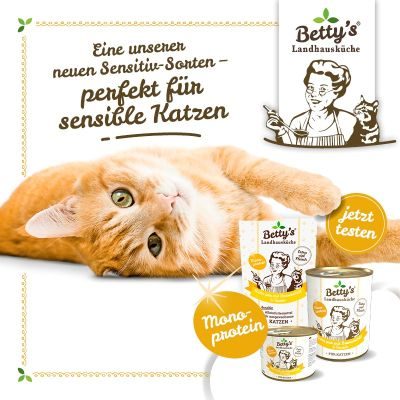 Thumbnail 4: Betty's Landhausküche Katzennassfutter Huhn PUR mit Borretschöl 12x 400g