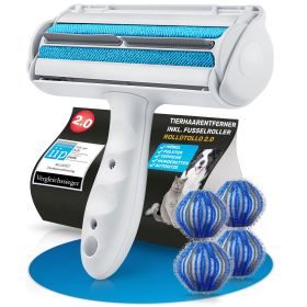 BluePet Tierhaarentferner Fusselroller - Wiederverwendbare Fusselbürste: Tierhaare, Katzenhaare, Hundehaare auf Polster entfernen - Wiederverwendbar