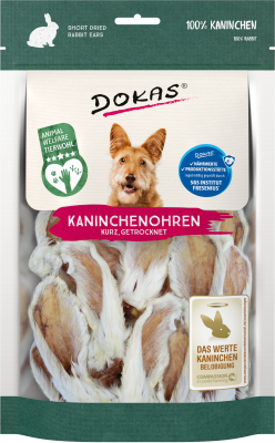 Thumbnail 3: Dokas Kaninchenohren mit Fell für Hunde, getrockneter BARF Snack 7x 100g Multipack