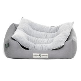 HOUND&NATURE SET: Hundebett LUZERN S hellgrau + wasserfestem Baumwoll -Matratzenüberzug