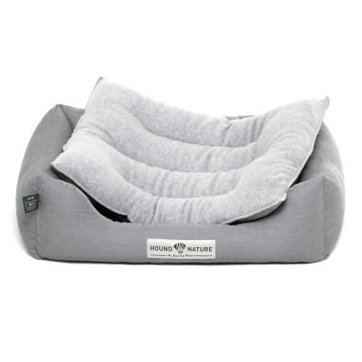 HOUND&NATURE SET: Hundebett LUZERN S hellgrau + wasserfestem Baumwoll -Matratzenüberzug