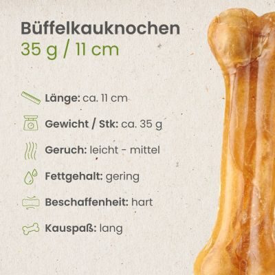 Thumbnail 4: kauartikel.com Büffelknochen, 35g / 11cm  -  Hunde-Kauartikel - Hunde-Snack - Büffel-Kausnack - Leckerli vom Rind
