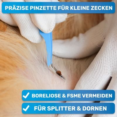 Thumbnail 3: BluePet 10 teiliges Set Zeckenentferner in Tasche I Zeckenzange, Zeckenhebel, Zeckenpinzette, Zeckenkarte für Hund, Katze, Pferd & Mensch I Zeckenentfernung