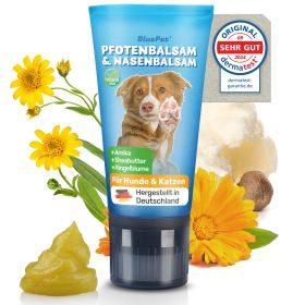 BluePet Pfotenbalsam Hund & Katze - Pfotencreme: Arnika, Ringelblume, Shea heilt, regeneriert trockene, rissige Pfoten & Nase - Pfotenpflege schnelleinziehend