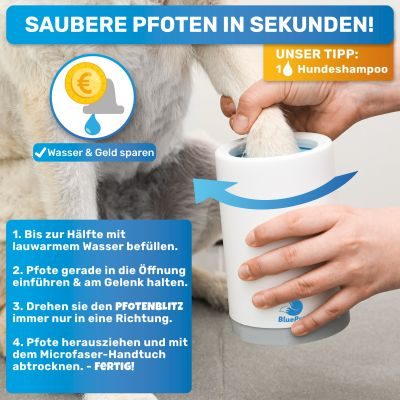 Thumbnail 17: BluePet Pfoten- und Krallenpflege Sparset: Krallenschere und Krallenfeile, Pfotenreiniger "PfotenBlitz" Waschanlage mit MicrofaserTuch- und Pfotenbalsam