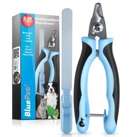 BluePet Krallenschere klein, ergonomisch für Hunde, Katzen, Kaninchen & Kleintiere - Schneidekopf angewinkelt für enge Krallen - Krallenschneider inkl. Feile