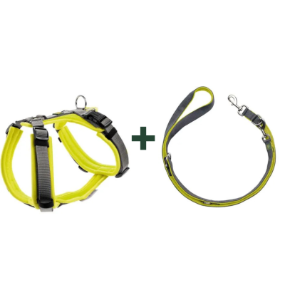 HUNTER MALDON Set Geschirr & Leine | M , 25 | limette/grau