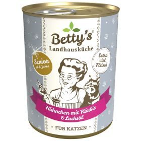 Betty's Landhausküche Senior Katzenfutter Hühnchen mit Kürbis und Lachsöl 12x 400g