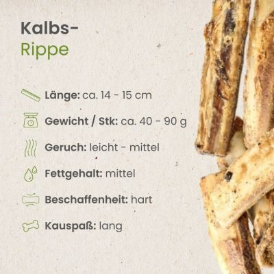 Thumbnail 3: kauartikel.com Kalbs-Rippe - 5 Stück - Hunde-Kauartikel - Hunde-Snack - Kausnack - Kälber-Leckerli  (Rind)