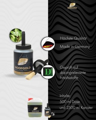 Thumbnail 10: Hoofgold Huföl für Pferde mit Pinsel - zur täglichen Hufpflege bei sprödem und brüchigem Horn - 500 ml