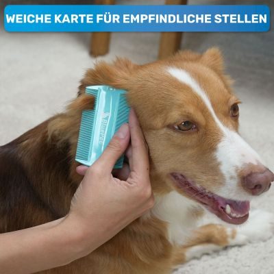 Thumbnail 3: BluePet Flohkamm & Flohkarte gegen Flöhe - Alternative zu Flohmittel, Nissenkamm - schonend Läuse, Nymphen & lose Zecken herauskämmen durch feine, enge Zinken