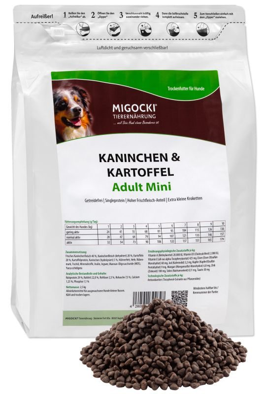 MIGOCKI Kaninchen & Kartoffel - Adult Mini - Trockenfutter für Hunde