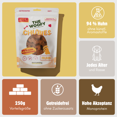 Thumbnail 2: THE WOOFY Softer Hunde Huhn Snack mit 94% echtem Huhn Monoprotein