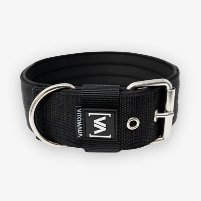 Vitomalia VitomaliaKlassisches Hundehalsband mit abstehender Innenfütterung - Schwarz