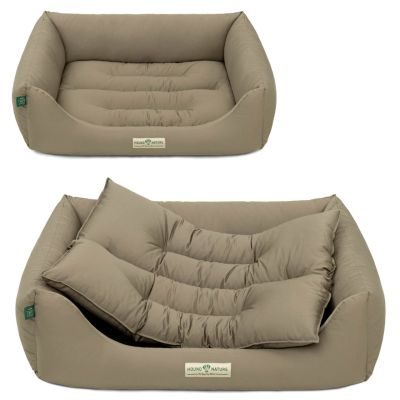 HOUND&NATURE SET: Hundebett BERN M taupe + wasserfestem Baumwoll-Matratzenüberzug