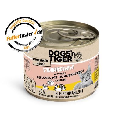 Thumbnail 6: Dogs'n Tiger Adult Katzenfutter, Nassfutter, Getreidefrei, Mixpaket Lecker Hühnchen! Huhn, Lachs, Rind & Ei, 18 tlg.- Set