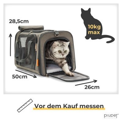 Thumbnail 6: PIUPET Transportbox I Ideal für Katzen & kleine Hunde I Stabile Transporttasche mit großem Blickfeld I Transportbox mit herausnehmbarer Matte
