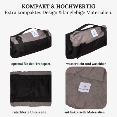Wanderpfote Hundedecke für Unterwegs, 110 x 80cm – Waschbar, Orthopädisch, Wasserdicht – Hochwertiges Design – Hundedecke Outdoor