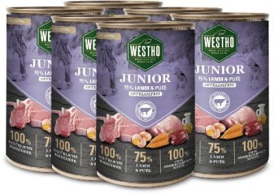 WESTHO petfood Junior mit 75 % Lamm & Pute 6x400g
