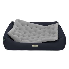 HOUND&NATURE SET: Hundebett ZÜRICH XXL dunkelblau + wasserfestem hellgrauen Baumwoll-Matratzenüberzug