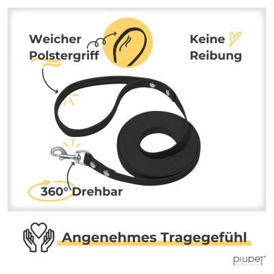 Thumbnail 3: PIUPET Schleppleine für Hunde I Wasserabweisend I Hundeleine I Leine Hund I Hunde Schleppleine I Hundezubehör I Schwarz I 5 m
