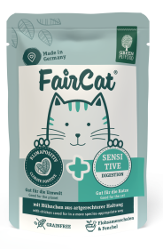 Green Petfood FairCat Sensitive, getreidefreies Nassfutter für wählerische, ausgewachsene Katzen, 8x85g