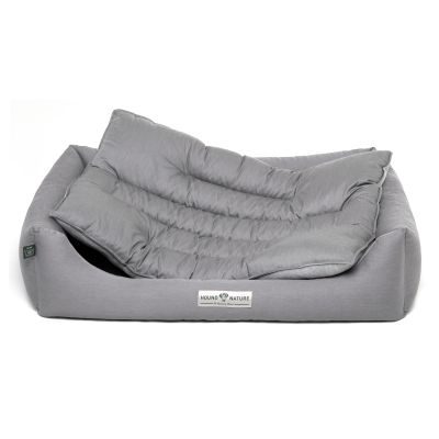 Thumbnail 2: HOUND&NATURE SET: Hundebett LUZERN L hellgrau + wasserfestem kuscheligen Fleece-Matratzenüberzug