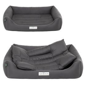 HOUND&NATURE SET: Hundebett BERN XL dunkelgrau + wasserfestem dunkelgrauen Baumwoll-Matratzenüberzug