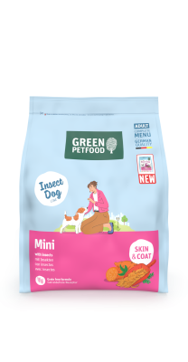 Green Petfood Mini with Insects, leicht verdauliches Trockenfutter mit Insektenprotein für ausgewachsene, kleine Hunde, 5x900g